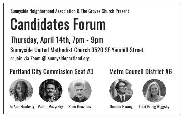 Come to a Candidates Forum as part of SNA’s April 14th Meeting